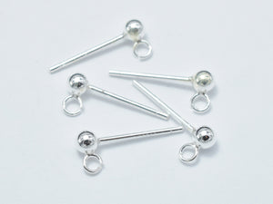 10pcs (5pairs) 925 Sterling Silver Ball Earring Stud Post with Open Loop-Metal Findings & Charms-BeadXpert
