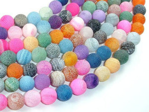 Frosted Matte Agate - Multi Color, 10 mm Round Beads-Agate: Round & Faceted-BeadXpert
