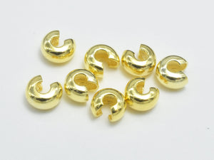 20pcs 24K Gold Vermeil Crimp Cover, 925 Sterling Silver Crimp Cover Beads, 3mm-Metal Findings & Charms-BeadXpert