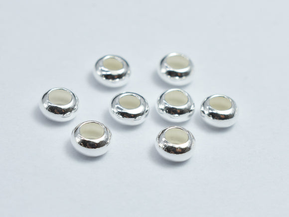 20pcs 925 Sterling Silver Rondelle 4mm Spacer Beads, Crimp Beads-BeadXpert