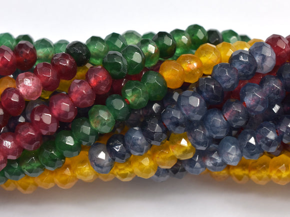 Jade - Multi Color 3x4mm Faceted Rondelle, 14 Inch-BeadXpert
