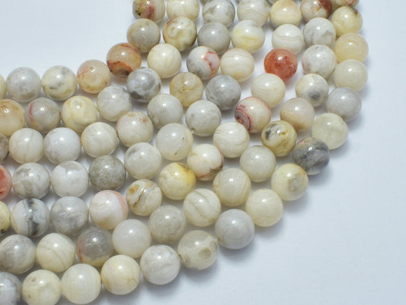 White Crazy Lace Agate 8mm Round Beads, 14.5 Inch-BeadXpert