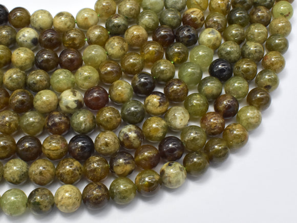 Green Garnet Beads, 8mm (8.3mm)-Gems: Round & Faceted-BeadXpert