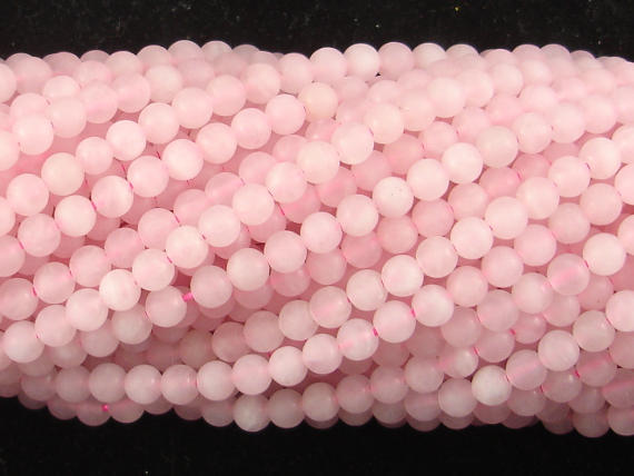 Matte Rose Quartz Beads, 4mm Round beads-Gems: Round & Faceted-BeadXpert