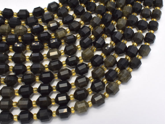 Golden Obsidian Beads, 8mm Faceted Prism Double Point Cut-Gems: Round & Faceted-BeadXpert