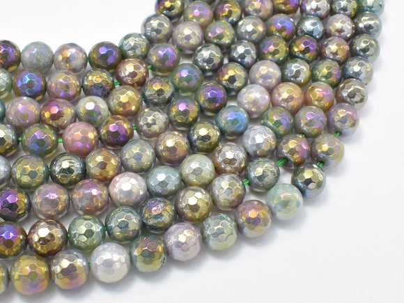 Mystic Coated Indian Agate, Fancy Jasper, 8mm (8.3mm) Faceted Round, AB Coated-Gems: Round & Faceted-BeadXpert