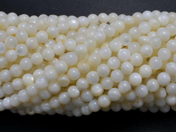 Mother of Pearl Beads, MOP, Creamy White, 4mm Round-Gems: Round & Faceted-BeadXpert