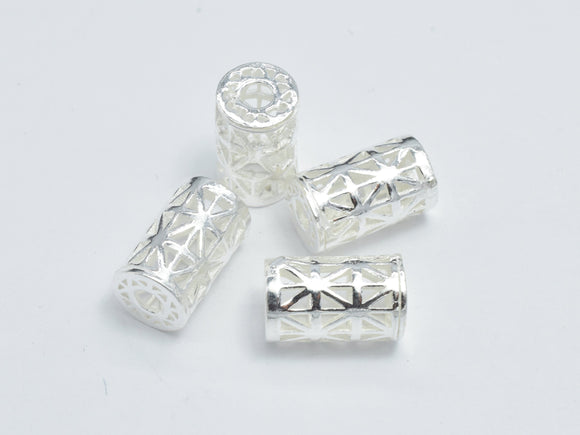 2pcs 925 Sterling Silver Beads, 5x10mm Tube Beads, Big Hole Filigree Beads-Metal Findings & Charms-BeadXpert