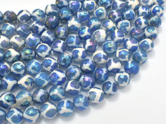 Mystic Coated Tibetan Agate, AB Coated, 8mm Faceted Round-Gems: Round & Faceted-BeadXpert
