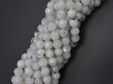 White Rainbow Moonstone, 8mm, Faceted Round-BeadXpert