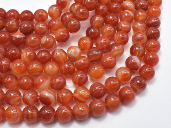 Banded Agate Beads, Striped Agate, Orange, 8mm (8.3mm) Round-Gems: Round & Faceted-BeadXpert