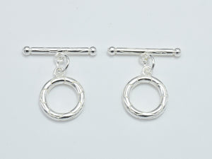 1set 925 Sterling Silver Toggle Clasps, Loop 14mm, Bar 23mm-Metal Findings & Charms-BeadXpert