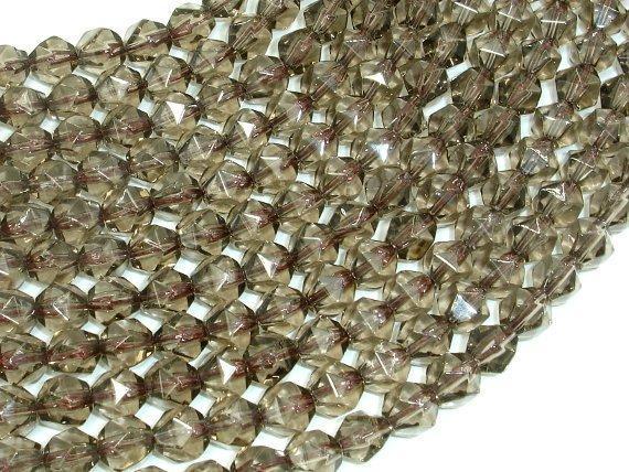 Smoky Quartz Beads, 8mm Star Cut Faceted Round Beads-Gems: Round & Faceted-BeadXpert