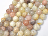 Mixed Moonstone Sunstone-Peach, White, Gray, 10mm (10.3mm) Round-Gems: Round & Faceted-BeadXpert