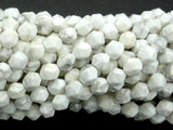 White Howlite Beads, 6mm Star Cut Faceted Round-Gems: Round & Faceted-BeadXpert