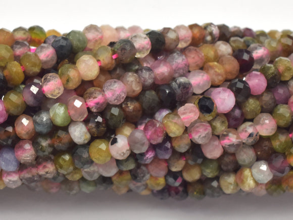 Watermelon Tourmaline Beads, 2x3mm Micro Faceted Rondelle-Gems:Assorted Shape-BeadXpert