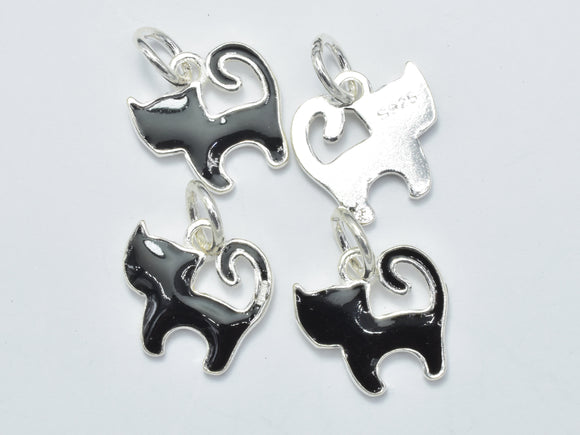 1pcs 925 Sterling Silver Charm-Enamel Black Dog Charm, Dog Pendant-Metal Findings & Charms-BeadXpert