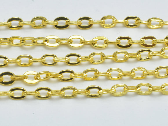 3m (9.9feet) Gold Plated Oval Chain, Brass Oval Chain, Jewelry Chain, 1.8x2.6mm-Metal Findings & Charms-BeadXpert