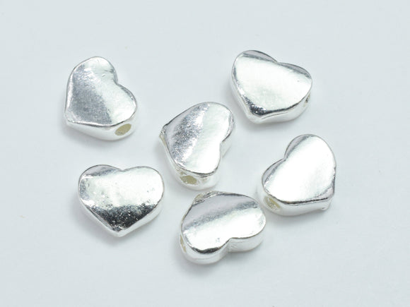 4pcs 925 Sterling Silver Beads, 5.8x4.6mm Heart Beads-Metal Findings & Charms-BeadXpert