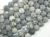 10mm Round Matte Black Line Jasper, Silk Stone, Spider Web Jasper-Gems: Round & Faceted-BeadXpert