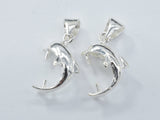 2pcs 925 Sterling Silver Pendant Setting, Dolphin Pendant Setting, 12x9mm-Metal Findings & Charms-BeadXpert