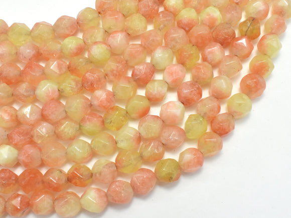 Jade - Multi Color, 8mm Faceted Star Cut Round, 15 Inch-BeadXpert