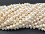 Fresh Water Pearl Beads-White, Approx 6-7mm Potato Beads-Pearls & Glass-BeadXpert