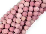 Matte Rhodonite Beads, Round, 8mm (8.7mm)-Gems: Round & Faceted-BeadXpert