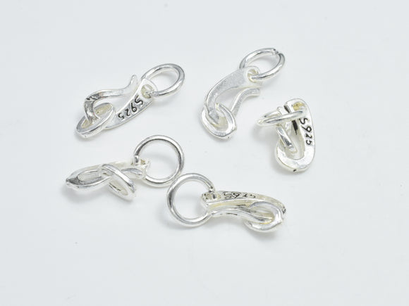 925 Sterling Silver Clasp, S Hook, 10x5mm-Metal Findings & Charms-BeadXpert