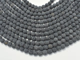Unwaxed Black Gray Lava, 6mm (6.5mm) Round-Gems: Round & Faceted-BeadXpert