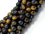 Blue / Yellow Tiger Eye, 8mm (8.3mm) Round Beads-Gems: Round & Faceted-BeadXpert