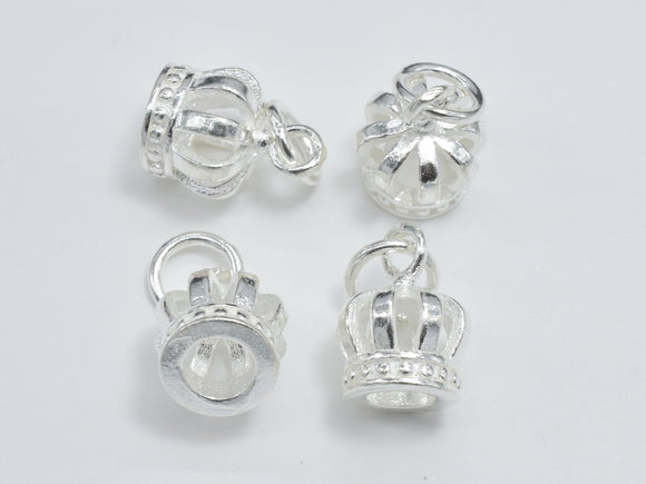 2pcs 925 Sterling Silver Charm, Crown Charm, Crown Cap, 8x11mm-Metal Findings & Charms-BeadXpert