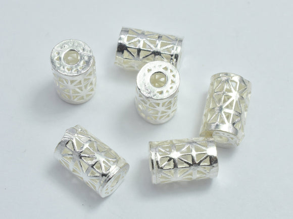 4pcs 925 Sterling Silver Beads, 5x7.5mm Tube Beads, Big Hole Filigree Beads, Jewelry Findings-BeadXpert