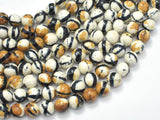 Rain Flower Stone, Creamy White, Black, 8mm Round Beads-Gems: Round & Faceted-BeadXpert