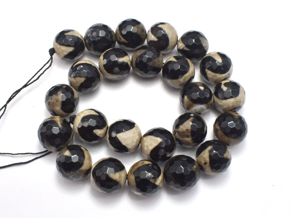 AGATE BEADS, TIBETAN AGATE, 15.5MM FACETED ROUND-Agate: Round & Faceted-BeadXpert