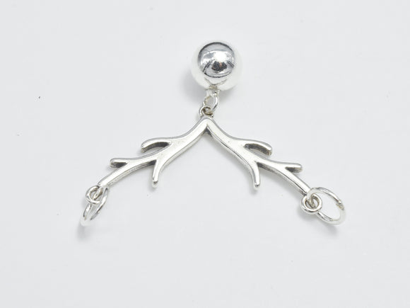 1pc 925 Sterling Silver Branches Connector, Branch Charm 16x13mm, 6mm Ball-Metal Findings & Charms-BeadXpert
