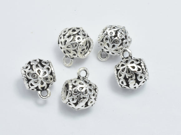 4pcs 925 Sterling Silver Bead Connector-Antique Silver, Filigree Drum, 7x6.8mm-Metal Findings & Charms-BeadXpert