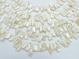 Fresh Water Pearl Beads, White with AB, Top drilled, Keshi, (5-8)x(8-12)mm-Pearls & Glass-BeadXpert