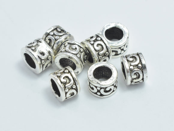 6pcs 925 Sterling Silver Beads-Antique Silver, 4.4x3.3mm Tube Beads-Metal Findings & Charms-BeadXpert
