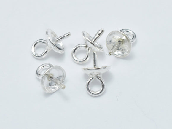 20pcs 925 Sterling silver Cup, 4x6mm, For half hole beads-Metal Findings & Charms-BeadXpert