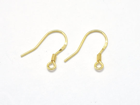 10pcs 24K Gold Vermeil Earring Hook, Fishhook, 925 Sterling Silver Earring Hook, 15x10mm-Metal Findings & Charms-BeadXpert