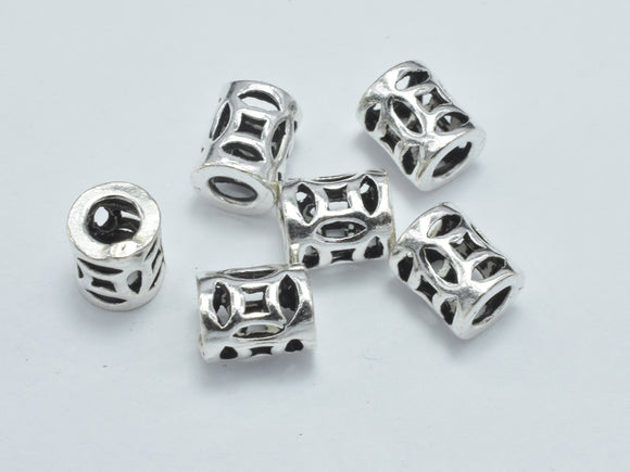 4pcs 925 Sterling Silver Beads-Antique Silver, 5.3x6.3mm Tube Beads-Metal Findings & Charms-BeadXpert