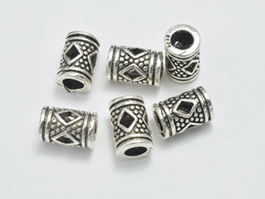 2pcs 925 Sterling Silver Beads-Antique Silver, 4.8x7.5mm Tube-Metal Findings & Charms-BeadXpert