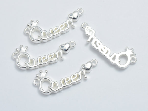 1pc 925 Sterling Silver Bead Connector, Queen Connector, Love Queen Charms, 24x9mm-BeadXpert
