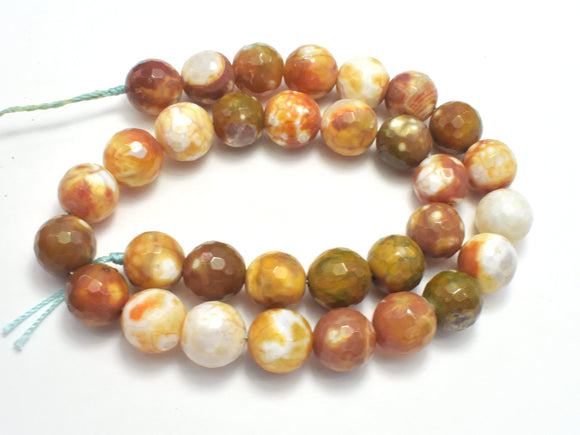 FIRE AGATE BEADS, 12MM FACETED ROUND-Agate: Round & Faceted-BeadXpert