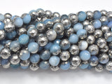 Mystic Coated Banded Agate - Blue & Silver, 6mm, Faceted-BeadXpert
