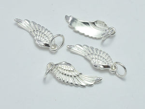 2pcs 925 Sterling Silver Charms, Angel Wing Charm, 18x6.5mm-BeadXpert