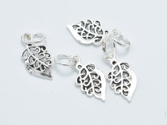 4pcs 925 Sterling Silver Charm-Antique Silver, Leaf Charm-Metal Findings & Charms-BeadXpert