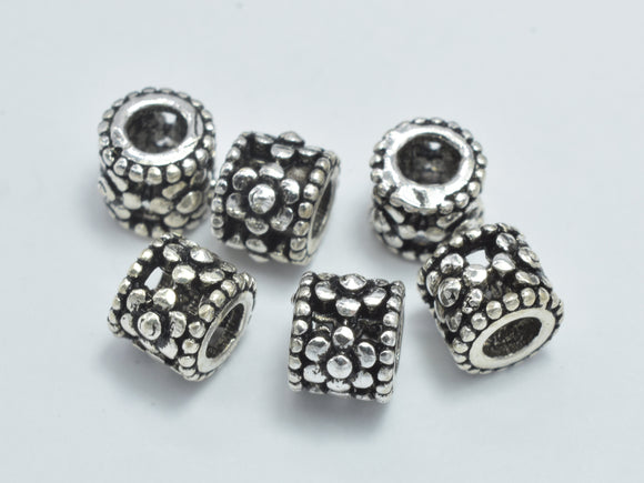 4pcs 925 Sterling Silver Beads-Antique Silver, 5x4.6mm Filigree Tube Beads-Metal Findings & Charms-BeadXpert