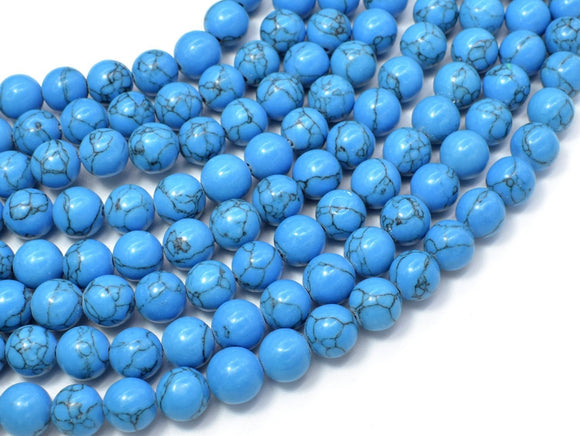 Howlite Turquoise Beads, Blue, 8mm Round Beads-Gems: Round & Faceted-BeadXpert